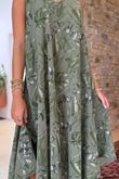 Made in Italy Tiki Pure Cotton Midi Dress Khaki /11 =